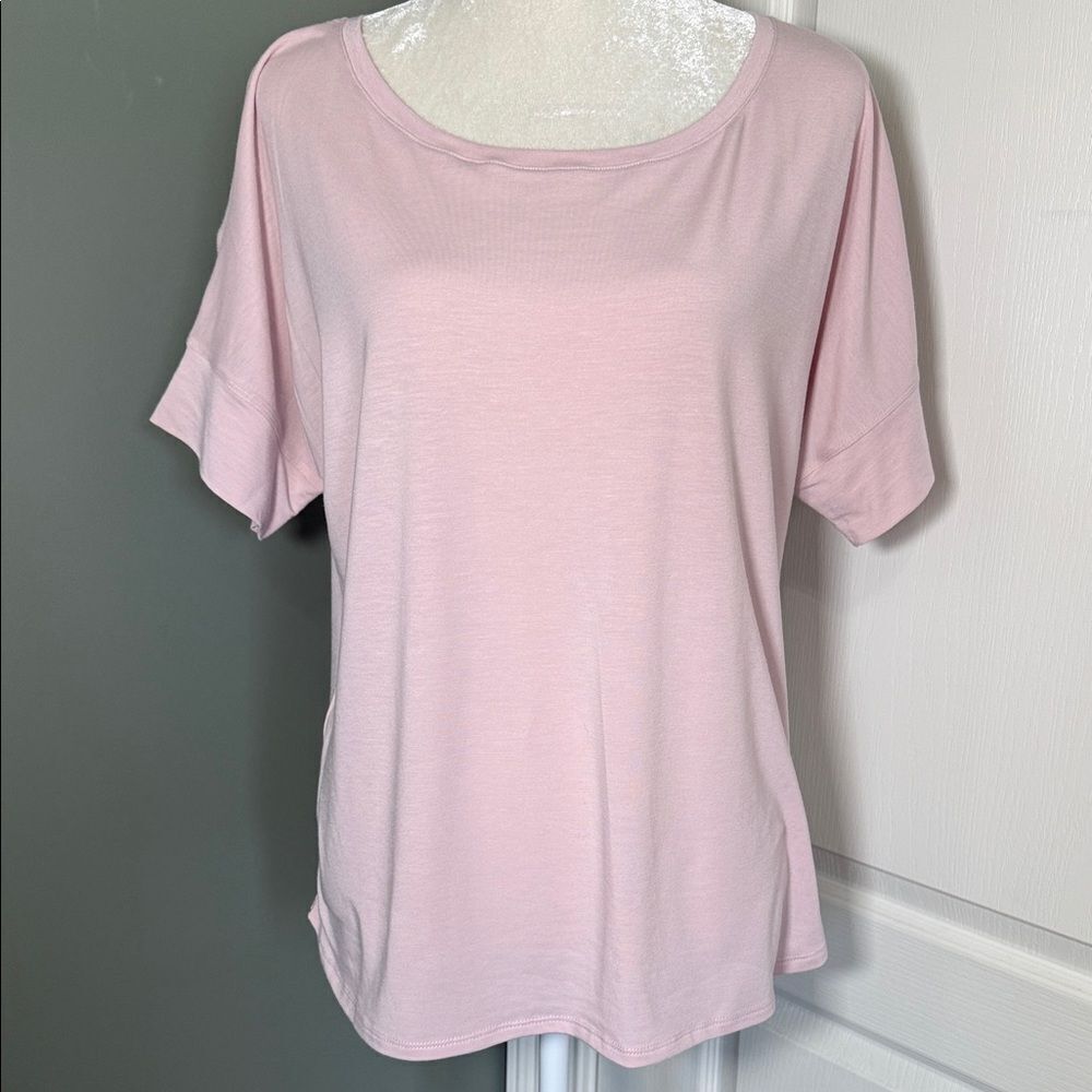 Columbia short sleeve scoop neck t-shirt pink lightweight stretch size Large